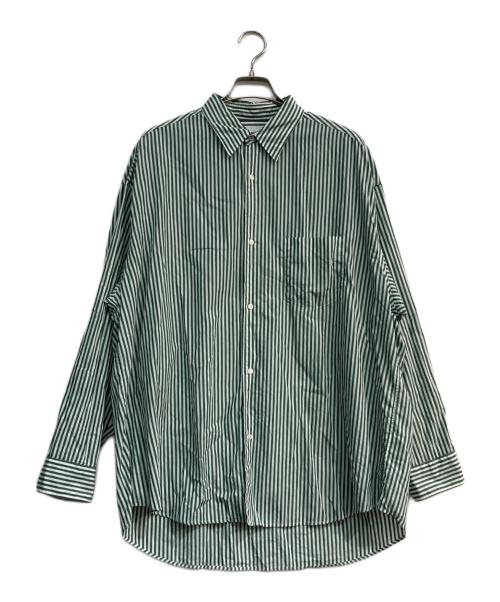 Graphpaper（グラフペーパー）Graphpaper (グラフペーパー) Oversized RegularCollarShirt　24SS　GM241-50001STB グリーン×ホワイト サイズ:1の古着・服飾アイテム