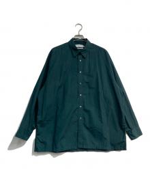 Graphpaper（グラフペーパー）の古着「High Count Regular Collar Shirt　GM233-50030C」｜グリーン