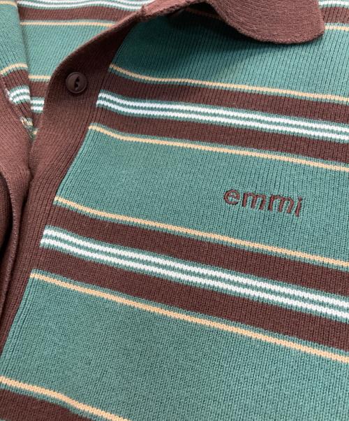 emmi（エミ）emmi (エミ) ニットラガーカーディガン グリーン×ブラウン サイズ:Freeの古着・服飾アイテム