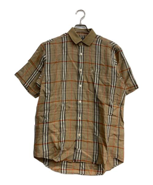 BURBERRY LONDON（バーバリーロンドン）BURBERRY LONDON (バーバリーロンドン) ノバチェック半袖リネンシャツ ブラウン サイズ:Sの古着・服飾アイテム
