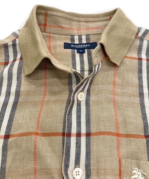 BURBERRY LONDON（バーバリーロンドン）BURBERRY LONDON (バーバリーロンドン) ノバチェック半袖リネンシャツ ブラウン サイズ:Sの古着・服飾アイテム