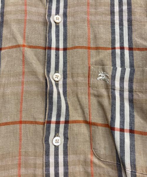 BURBERRY LONDON（バーバリーロンドン）BURBERRY LONDON (バーバリーロンドン) ノバチェック半袖リネンシャツ ブラウン サイズ:Sの古着・服飾アイテム