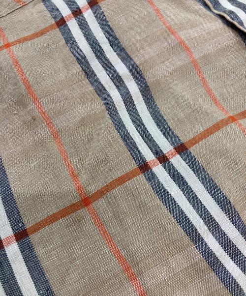 BURBERRY LONDON（バーバリーロンドン）BURBERRY LONDON (バーバリーロンドン) ノバチェック半袖リネンシャツ ブラウン サイズ:Sの古着・服飾アイテム