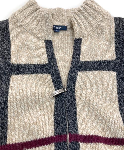 BURBERRY LONDON（バーバリーロンドン）BURBERRY LONDON (バーバリーロンドン) チェック柄ジップアップニット ベージュ サイズ:Ｍの古着・服飾アイテム