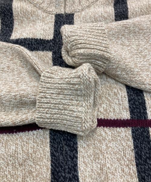 BURBERRY LONDON（バーバリーロンドン）BURBERRY LONDON (バーバリーロンドン) チェック柄ジップアップニット ベージュ サイズ:Ｍの古着・服飾アイテム