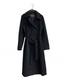 Max Mara Studio（マックスマーラ ストゥディオ）の古着「ベルト付きヴァージンウールロングコート」｜ブラック