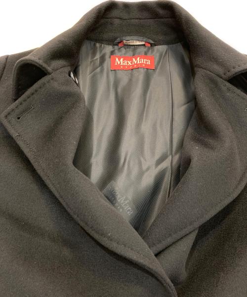 Max Mara Studio（マックスマーラ ストゥディオ）MAX MARA STUDIO (マックスマーラ ストゥディオ) ベルト付きヴァージンウールロングコート ブラック サイズ: J42の古着・服飾アイテム