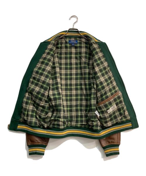 POLO RALPH LAUREN（ポロ・ラルフローレン）POLO RALPH LAUREN (ポロ・ラルフローレン) スタジャン　19AW インスパイアードジャケット  グリーン×ブラウン サイズ:Ｍの古着・服飾アイテム