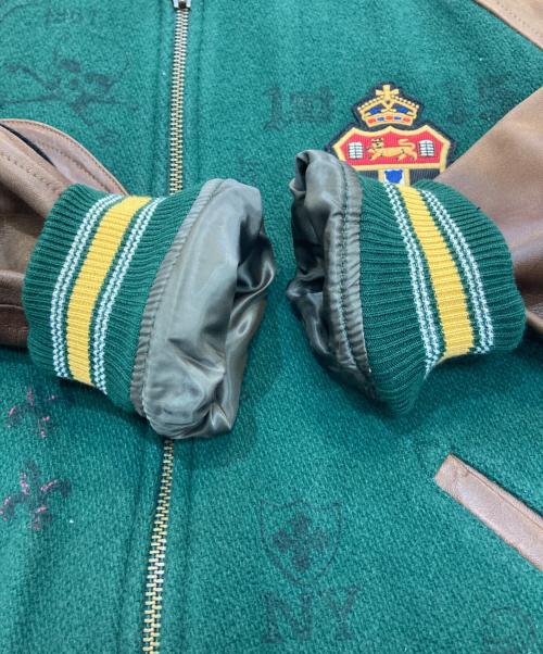 POLO RALPH LAUREN（ポロ・ラルフローレン）POLO RALPH LAUREN (ポロ・ラルフローレン) スタジャン　19AW インスパイアードジャケット  グリーン×ブラウン サイズ:Ｍの古着・服飾アイテム
