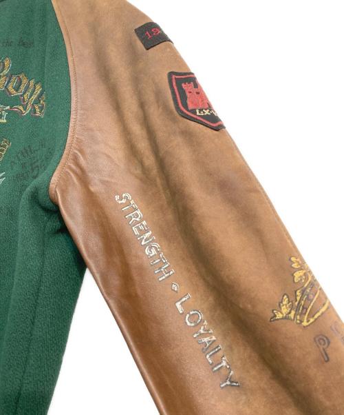 POLO RALPH LAUREN（ポロ・ラルフローレン）POLO RALPH LAUREN (ポロ・ラルフローレン) スタジャン　19AW インスパイアードジャケット  グリーン×ブラウン サイズ:Ｍの古着・服飾アイテム