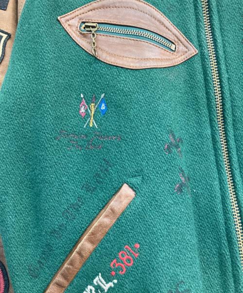 POLO RALPH LAUREN（ポロ・ラルフローレン）POLO RALPH LAUREN (ポロ・ラルフローレン) スタジャン　19AW インスパイアードジャケット  グリーン×ブラウン サイズ:Ｍの古着・服飾アイテム