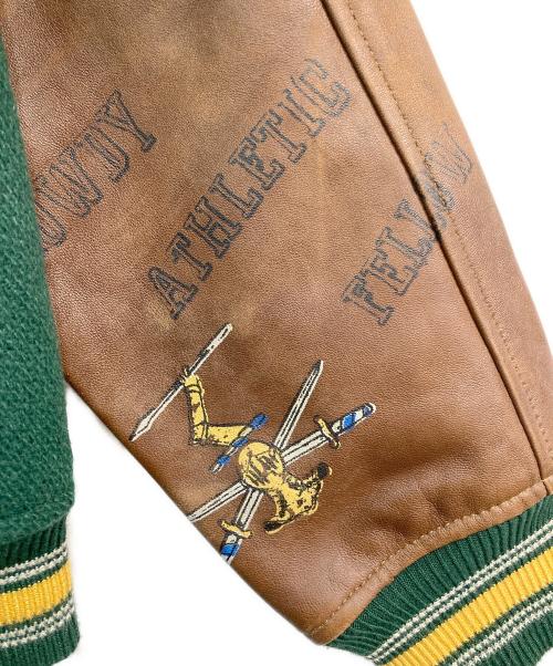 POLO RALPH LAUREN（ポロ・ラルフローレン）POLO RALPH LAUREN (ポロ・ラルフローレン) スタジャン　19AW インスパイアードジャケット  グリーン×ブラウン サイズ:Ｍの古着・服飾アイテム