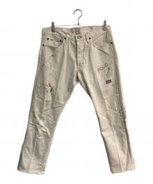 POLO RALPH LAUREN（ポロ・ラルフローレン）の古着「ダメージ加工ペイントパンツ」｜アイボリー