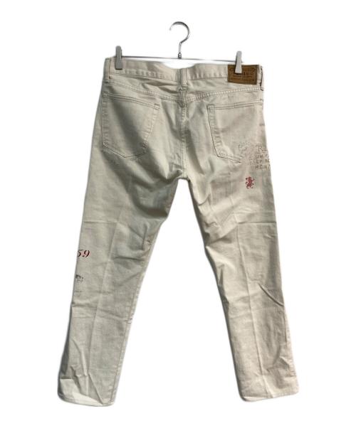 POLO RALPH LAUREN（ポロ・ラルフローレン）POLO RALPH LAUREN (ポロ・ラルフローレン) ダメージ加工ペイントパンツ アイボリー サイズ:32×32の古着・服飾アイテム