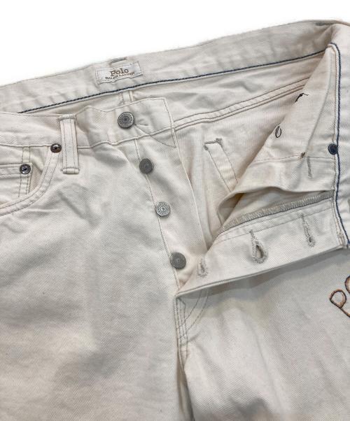 POLO RALPH LAUREN（ポロ・ラルフローレン）POLO RALPH LAUREN (ポロ・ラルフローレン) ダメージ加工ペイントパンツ アイボリー サイズ:32×32の古着・服飾アイテム