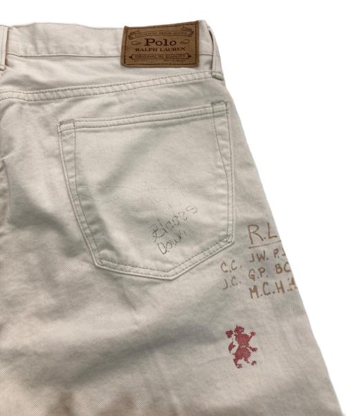 POLO RALPH LAUREN（ポロ・ラルフローレン）POLO RALPH LAUREN (ポロ・ラルフローレン) ダメージ加工ペイントパンツ アイボリー サイズ:32×32の古着・服飾アイテム