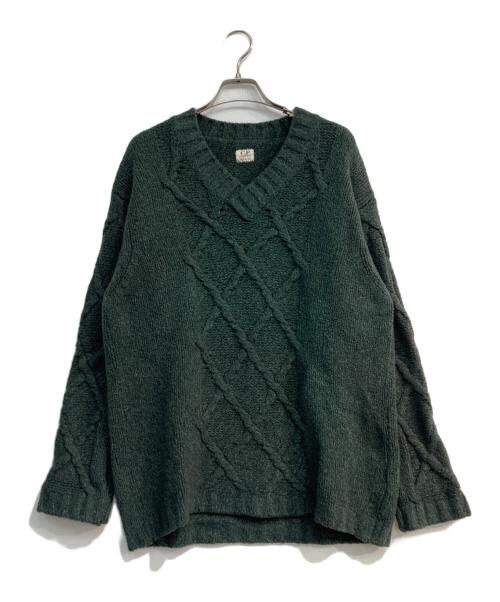 C.P COMPANY（シーピーカンパニー）C.P COMPANY (シーピーカンパニー) Vネックニット　 90‘s　29185M92 グリーン サイズ:3の古着・服飾アイテム