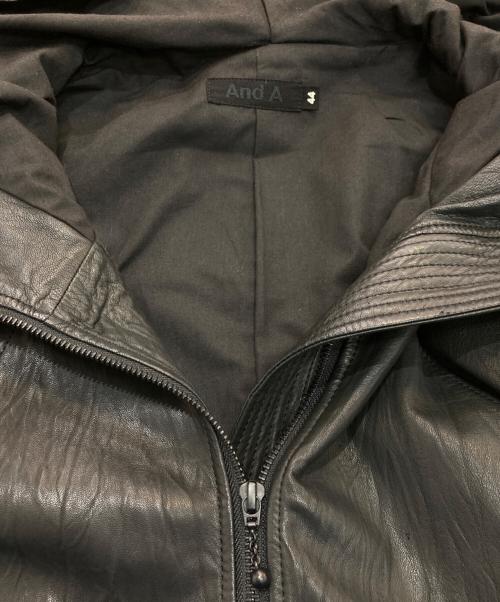 And A（アンド エー）And A (アンド エー) レザーフーデッドジャケット　2802001 ブラック サイズ:44の古着・服飾アイテム