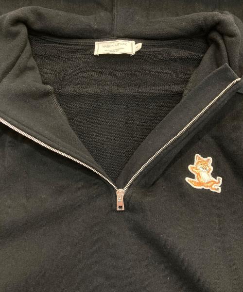 maison kitsune（メゾンキツネ）MAISON KITSUNE (メゾンキツネ) ハーフジップパーカー　EU00310KJ0039 ブラック サイズ:Sの古着・服飾アイテム