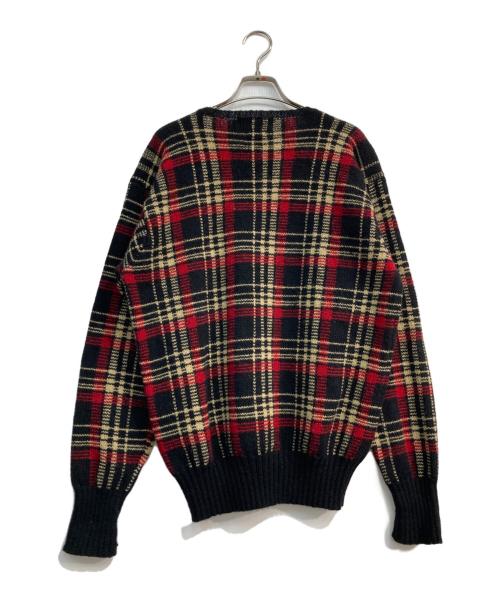POLO RALPH LAUREN（ポロ・ラルフローレン）POLO RALPH LAUREN (ポロ・ラルフローレン) ウールチェックニット ブラック×レッド サイズ:Mの古着・服飾アイテム