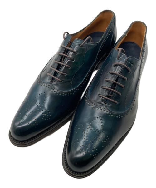 YUHAKU（ユハク）YUHAKU (ユハク) メダリオンドレスシューズ ブルー×グリーン サイズ:24cmの古着・服飾アイテム