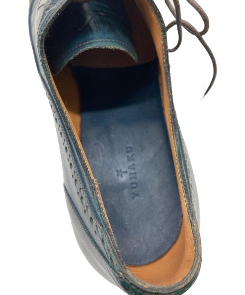YUHAKU（ユハク）YUHAKU (ユハク) メダリオンドレスシューズ ブルー×グリーン サイズ:24cmの古着・服飾アイテム