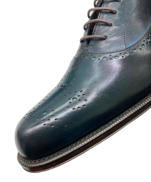 YUHAKU（ユハク）YUHAKU (ユハク) メダリオンドレスシューズ ブルー×グリーン サイズ:24cmの古着・服飾アイテム