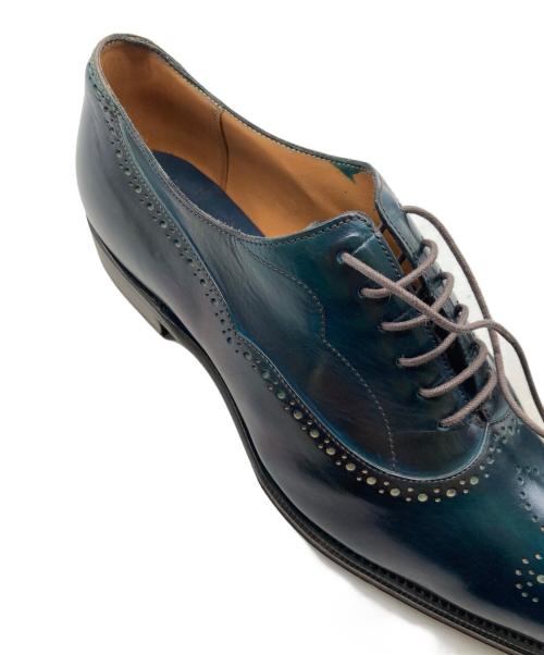 YUHAKU（ユハク）YUHAKU (ユハク) メダリオンドレスシューズ ブルー×グリーン サイズ:24cmの古着・服飾アイテム