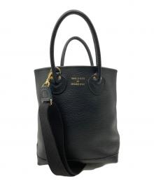 YOUNG & OLSEN The DRYGOODS STORE（ヤングアンドオルセン ザ ドライグッズストア）の古着「EMBOSSED LEATHER HAVERSACK S」｜ブラック