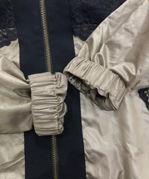 LANVIN en Bleu（ランバンオンブルー）LANVIN en Bleu (ランバンオンブルー) ナイロンレース切替ジャケット カーキ×ブラック サイズ:38の古着・服飾アイテム