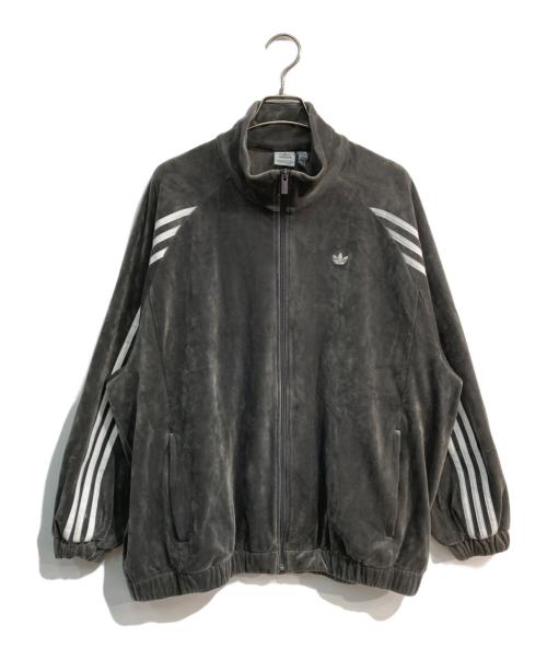 adidas（アディダス）adidas (アディダス) ベルベット オーバーサイズ トラックトップ　IT9403 チャコールグレー サイズ:XLの古着・服飾アイテム