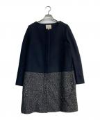 BEAUTY&YOUTH UNITED ARROWSビューティーアンドユースユナイテッドアローズ）の古着「メルトン×ツイードノーカラーコート　1625-139-3355」｜ネイビー
