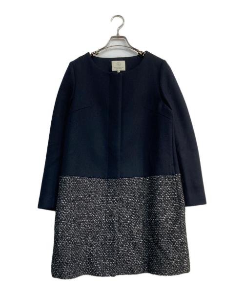 BEAUTY&YOUTH UNITED ARROWS（ビューティーアンドユースユナイテッドアローズ）BEAUTY&YOUTH UNITED ARROWS (ビューティーアンドユースユナイテッドアローズ) メルトン×ツイードノーカラーコート　1625-139-3355 ネイビー サイズ:M 未使用品の古着・服飾アイテム