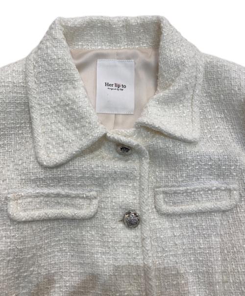 HER LIP TO（ハーリップトゥ）HER LIP TO (ハーリップトゥ) Shimmer Tweed Jacket　1251302035 ecru(ホワイト) サイズ:M 未使用品の古着・服飾アイテム