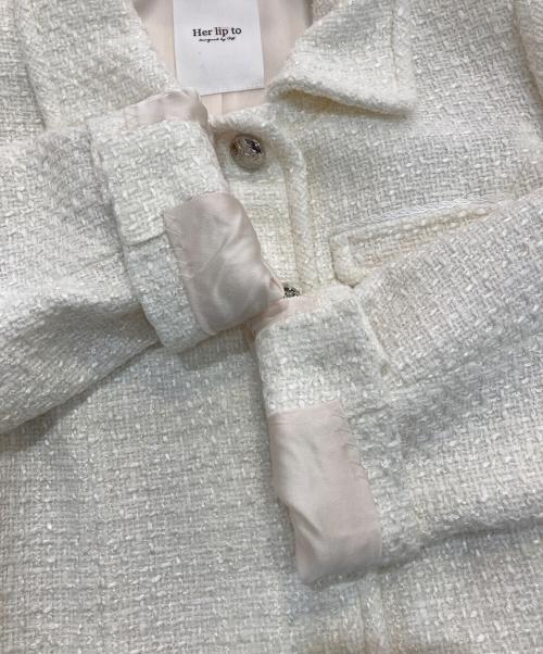 HER LIP TO（ハーリップトゥ）HER LIP TO (ハーリップトゥ) Shimmer Tweed Jacket　1251302035 ecru(ホワイト) サイズ:M 未使用品の古着・服飾アイテム