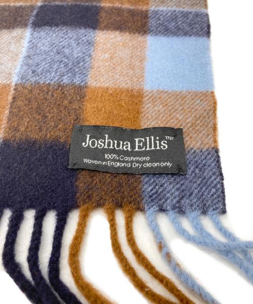 JOSHUA ELLIS（ジョシュア エリス）Joshua Ellis (ジョシュア エリス) チェックカシミヤマフラー ブルー×ブラウンの古着・服飾アイテム