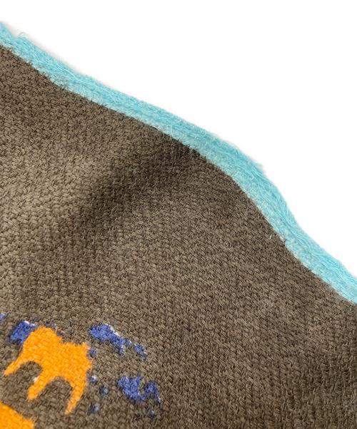 manipuri（マニプリ）manipuri (マニプリ) 大判ストール ブルー×ブラウンの古着・服飾アイテム