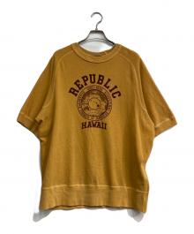NIGEL CABOURN（ナイジェルケーボン）の古着「PRINT SWEAT SHORT SLEEVE」｜イエロー