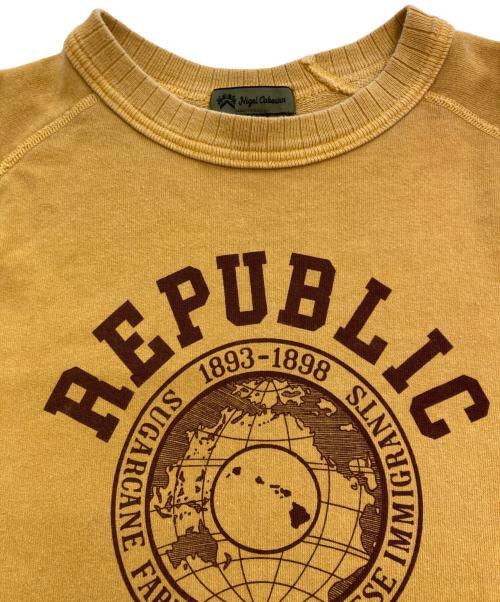 NIGEL CABOURN（ナイジェルケーボン）NIGEL CABOURN (ナイジェルケーボン) PRINT SWEAT SHORT SLEEVE イエロー サイズ:48の古着・服飾アイテム