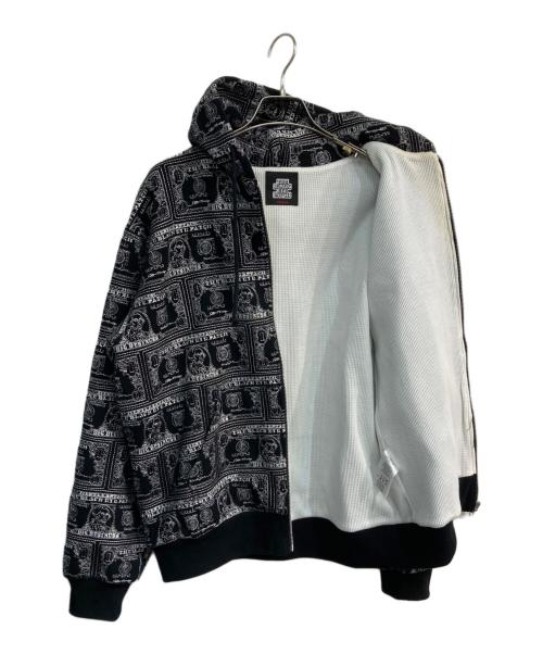 THE BLACK EYE PATCH（ブラックアイパッチ）THE BLACK EYE PATCH (ブラックアイパッチ) DOLLAR BILL COVERED ZIP HOODIE ブラック サイズ:Mの古着・服飾アイテム