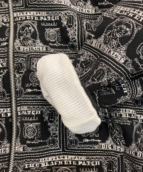 THE BLACK EYE PATCH（ブラックアイパッチ）THE BLACK EYE PATCH (ブラックアイパッチ) DOLLAR BILL COVERED ZIP HOODIE ブラック サイズ:Mの古着・服飾アイテム