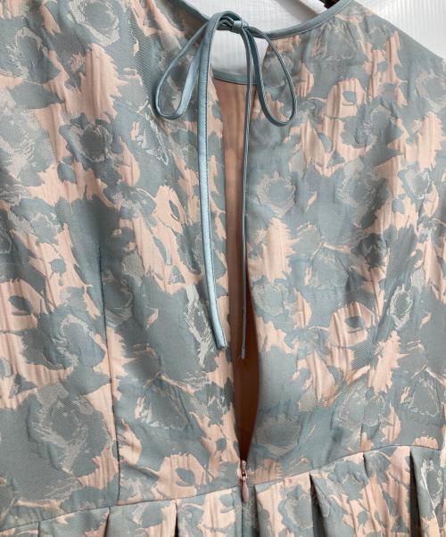 ANAYI（アナイ）ANAYI (アナイ) フラワージャガードタックフレアワンピース ブルー×ピンク サイズ:36の古着・服飾アイテム
