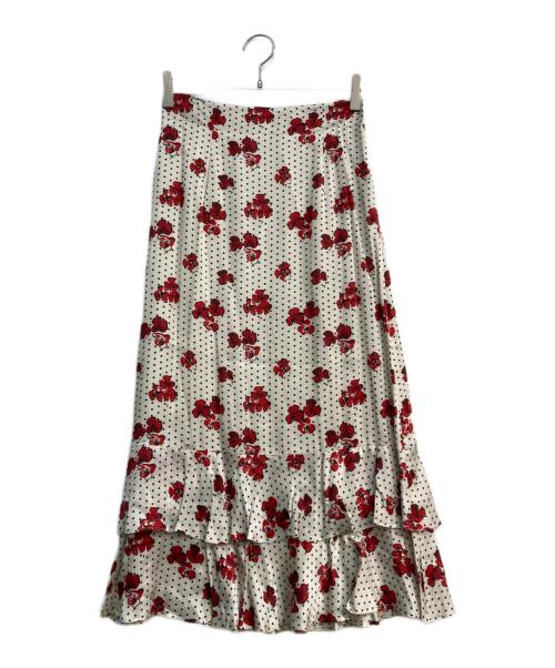Loulou Willoughby（ルルウィルビー）Loulou Willoughby (ルルウィルビー) ドットフラワーペプラムスカート　212210-11-180 アイボリー×レッド サイズ:2の古着・服飾アイテム