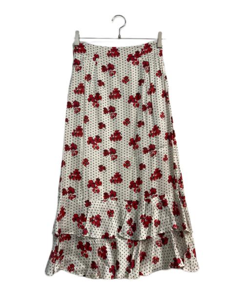 Loulou Willoughby（ルルウィルビー）Loulou Willoughby (ルルウィルビー) ドットフラワーペプラムスカート　212210-11-180 アイボリー×レッド サイズ:2の古着・服飾アイテム