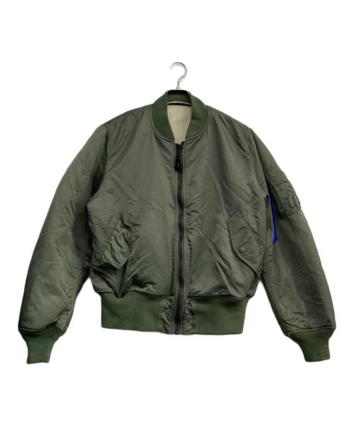 ALPHA（アルファ）ALPHA (アルファ) リバーシブル ボア MA-1 カーキ×ホワイト サイズ:Lの古着・服飾アイテム