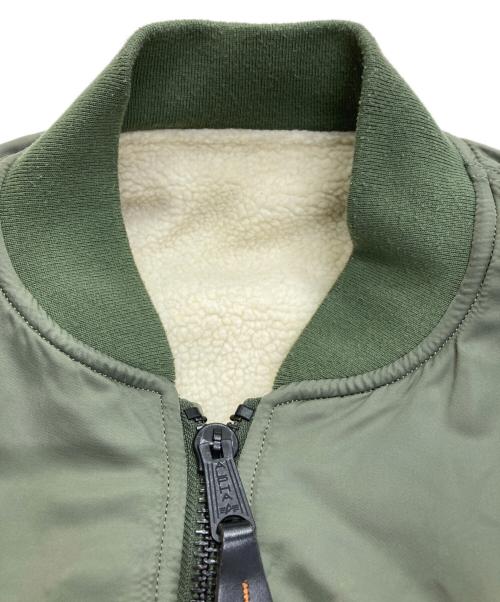 ALPHA（アルファ）ALPHA (アルファ) リバーシブル ボア MA-1 カーキ×ホワイト サイズ:Lの古着・服飾アイテム