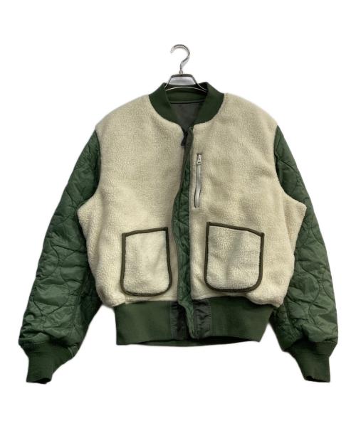 ALPHA（アルファ）ALPHA (アルファ) リバーシブル ボア MA-1 カーキ×ホワイト サイズ:Lの古着・服飾アイテム
