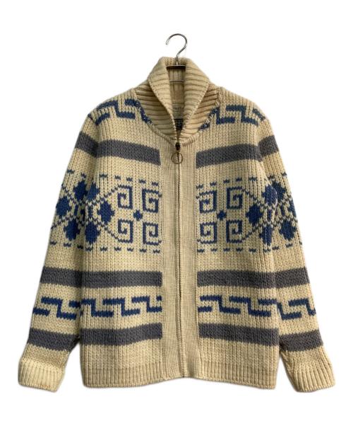 PENDLETON（ペンドルトン）PENDLETON (ペンドルトン) カウチンニットカーディガン アイボリー×ブルー サイズ:Sの古着・服飾アイテム