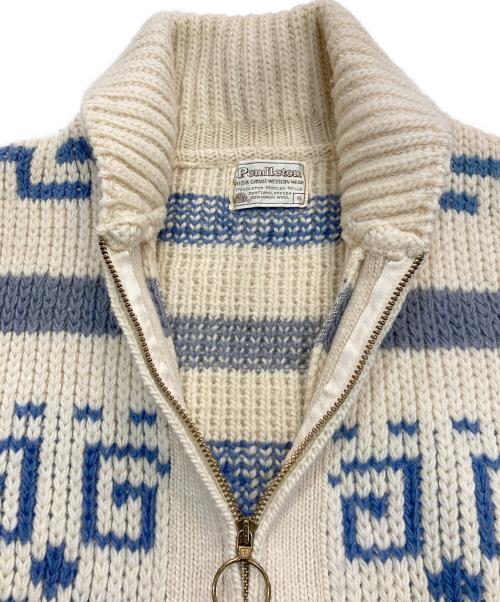 PENDLETON（ペンドルトン）PENDLETON (ペンドルトン) カウチンニットカーディガン アイボリー×ブルー サイズ:Sの古着・服飾アイテム