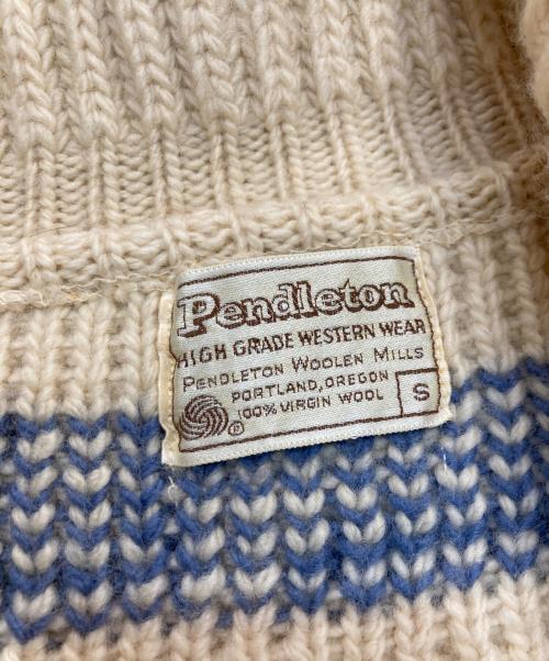 PENDLETON（ペンドルトン）PENDLETON (ペンドルトン) カウチンニットカーディガン アイボリー×ブルー サイズ:Sの古着・服飾アイテム